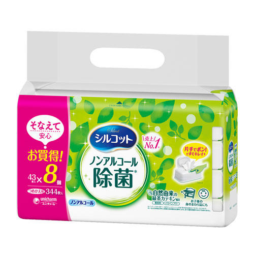 ユニ・チャーム シルコット ノンアルコール除菌 ウェットティッシュ 詰替用 8個入×4パック