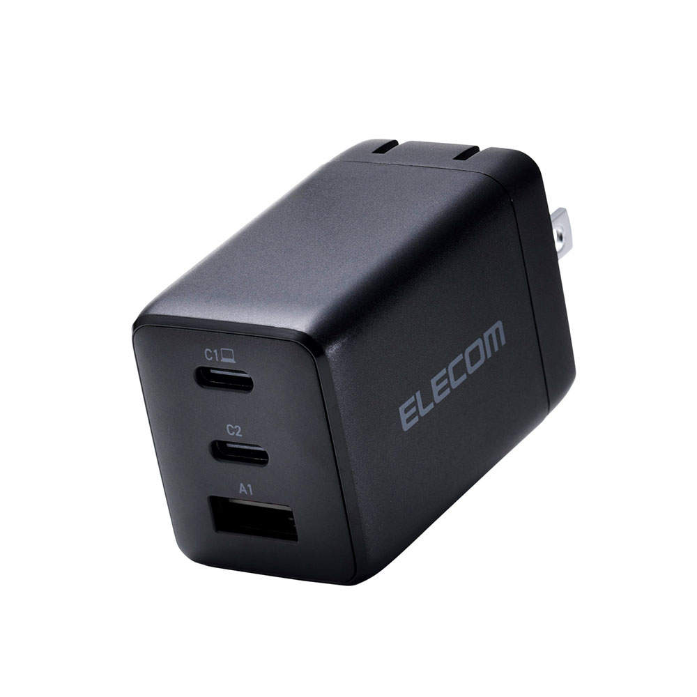 エレコム USB Power Delivery 67W AC充電器(C×2 A×1) ブラック EC-AC10367BK