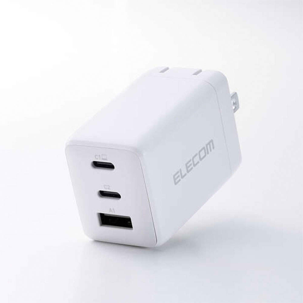 【送料弊社負担】エレコム USB Power Delivery 67W AC充電器 (C×2 A×1) ホワイト EC-AC10367WH【他商品と同時購入不可】