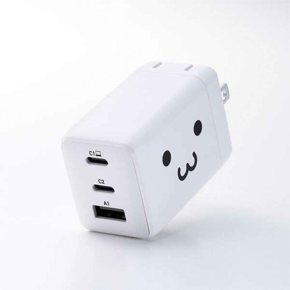 【送料弊社負担】エレコム USB Power Delivery 67W AC充電器 (C×2 A×1) しろちゃん EC-AC10367WF【他商品と同時購入不可】