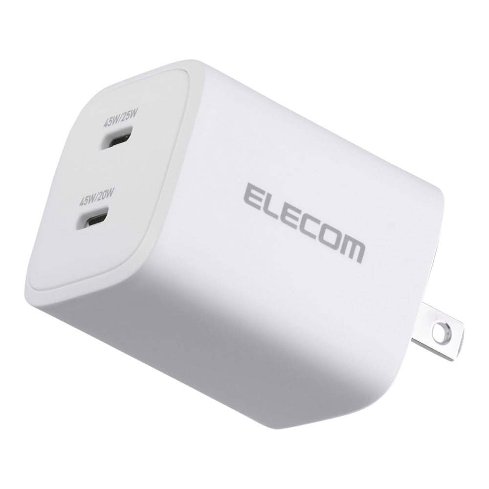 【送料弊社負担】エレコム USB Power Delivery 45W AC充電器 (C×2) ホワイト EC-AC10945WH【他商品と同時購入不可】
