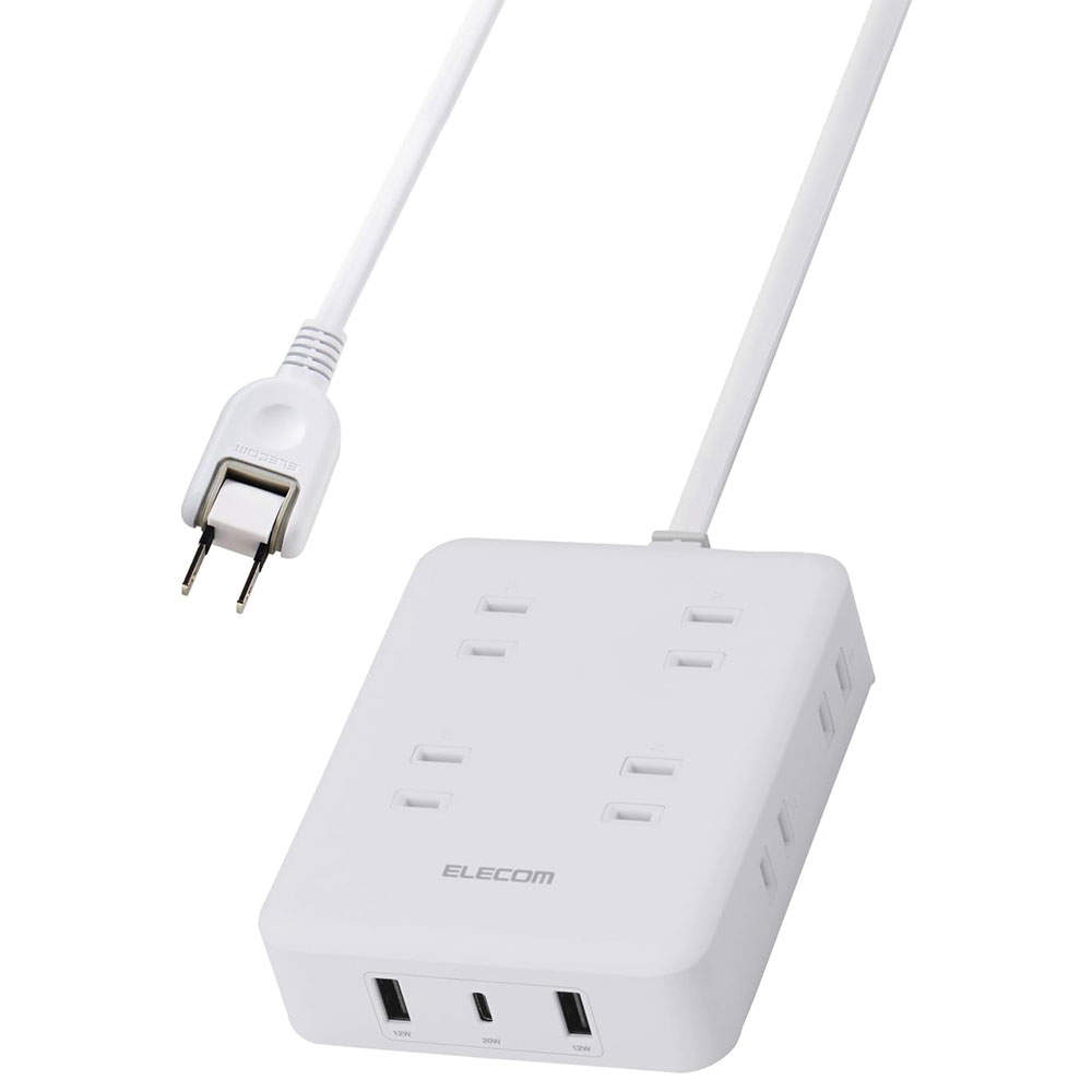 【送料弊社負担】エレコム タップ USB付きコードタップ AC8口 USB-A 2ポート Type-C 1ポート 2.5m ホワイト ECT-44-8A2C25WH【他商品と同時購入不可】