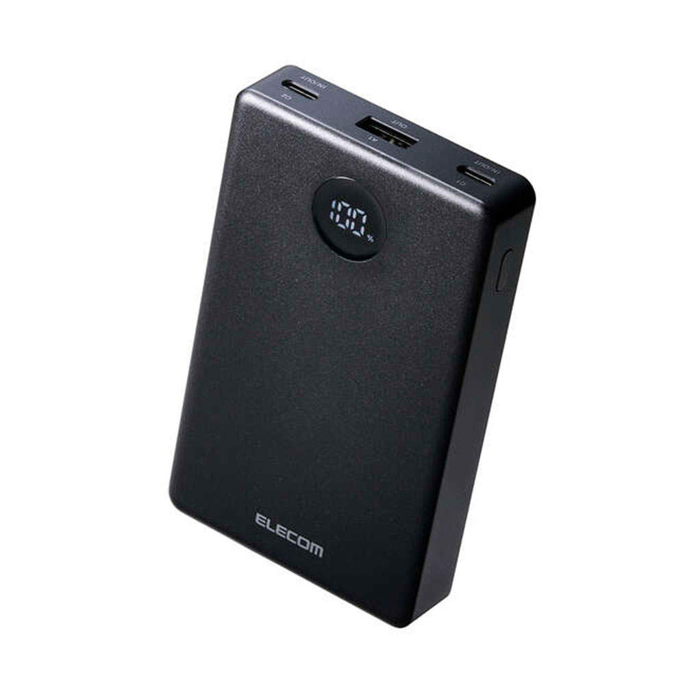 エレコム モバイルバッテリー 半固体 10000mAh 35W Type-C 2ポート USB-A 1ポート PSE認証 ブラック DE-C86-10000BK