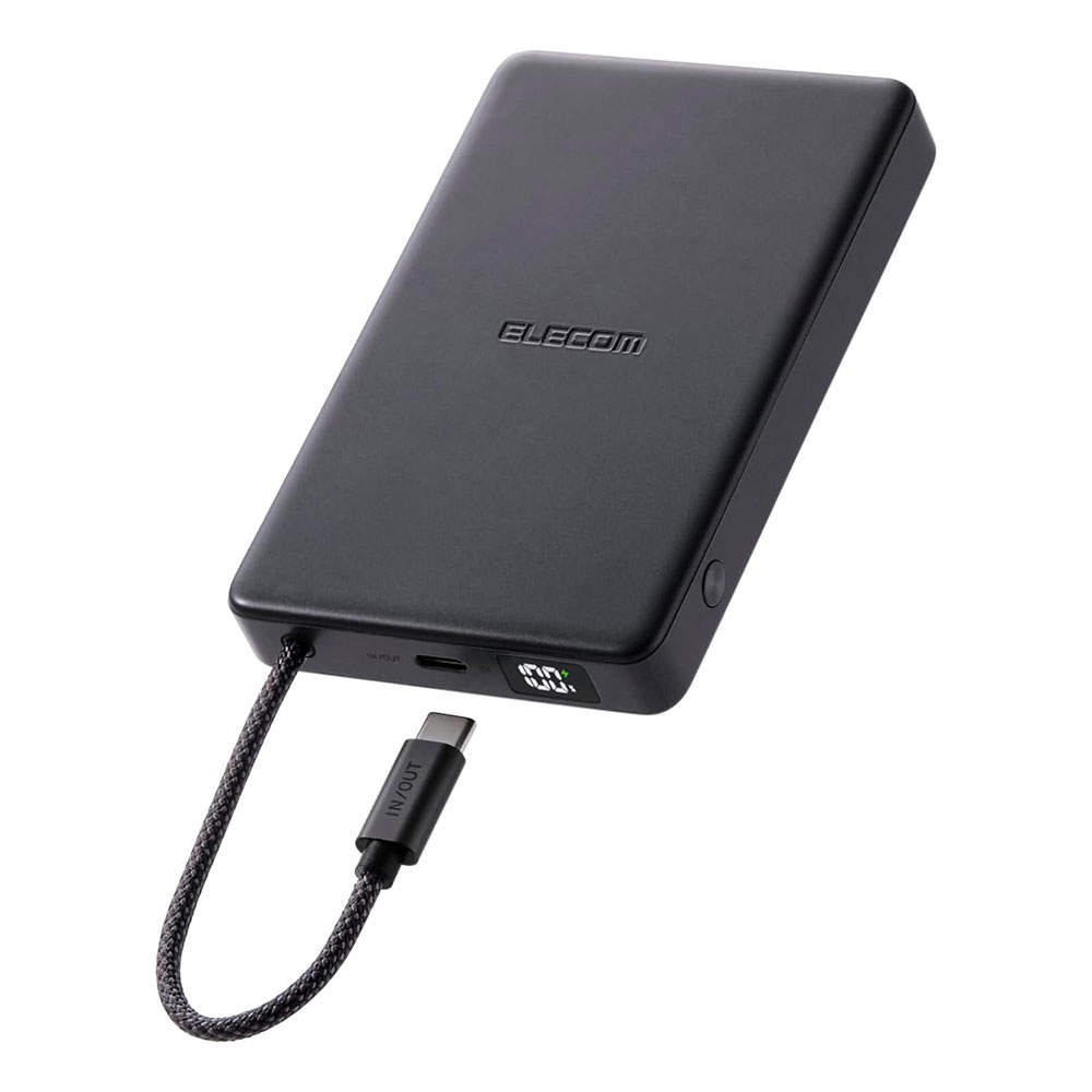エレコム モバイルバッテリー 半固体 ケーブル一体型 10000mAh 35W Type-C 1ポート PSE認証 EC-C59MN