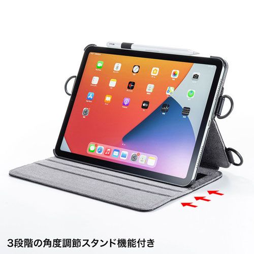 サンワサプライ iPad Air 2020 スタンド機能付きショルダーベルトケース PDA-IPAD1712BK