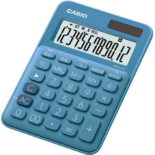 カシオ計算機 カラフル電卓(12桁) レイクブルー MW-C20C-BU-N