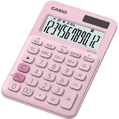 カシオ計算機 カラフル電卓(12桁) ペールピンク MW-C20C-PK-N