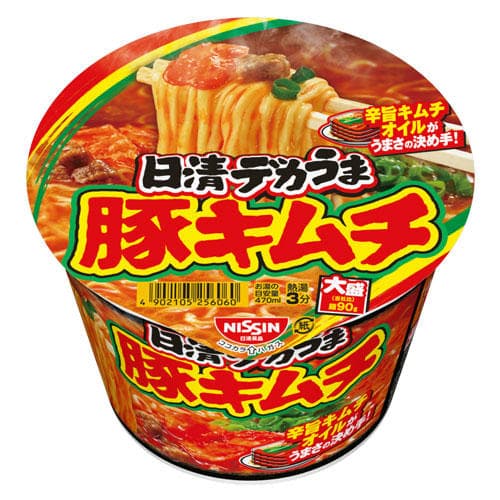 【賞味期限:24.12.13】日清食品 デカうま 豚キムチ 101g×12個