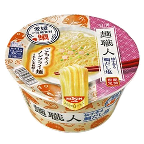 【賞味期限:24.12.10】日清食品 麺職人 柚子香る 鯛だし塩 78g×12個