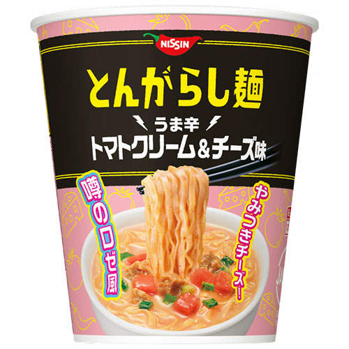 【賞味期限:25.12.18】日清食品 とんがらし麺 うま辛トマトクリーム＆チーズ味 67g×12個