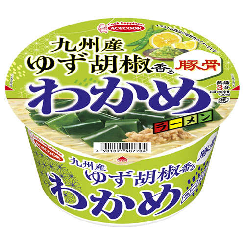 【賞味期限:26.01.16】エースコック わかめラーメン 九州産ゆず胡椒香る豚骨 73g×12個