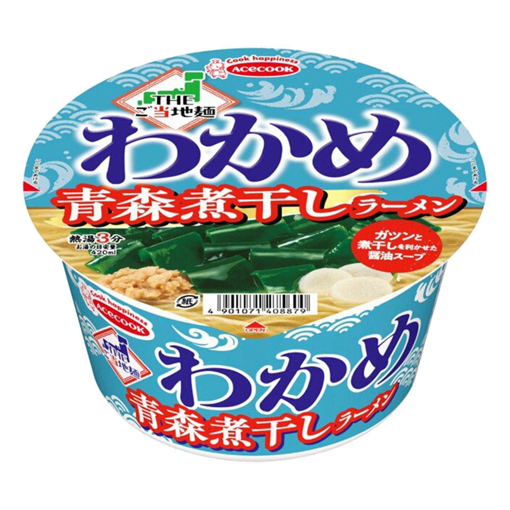 賞味期限:26.05.25 エースコック THEご当地麺×わかめ 青森煮干ラーメン 71g 12個