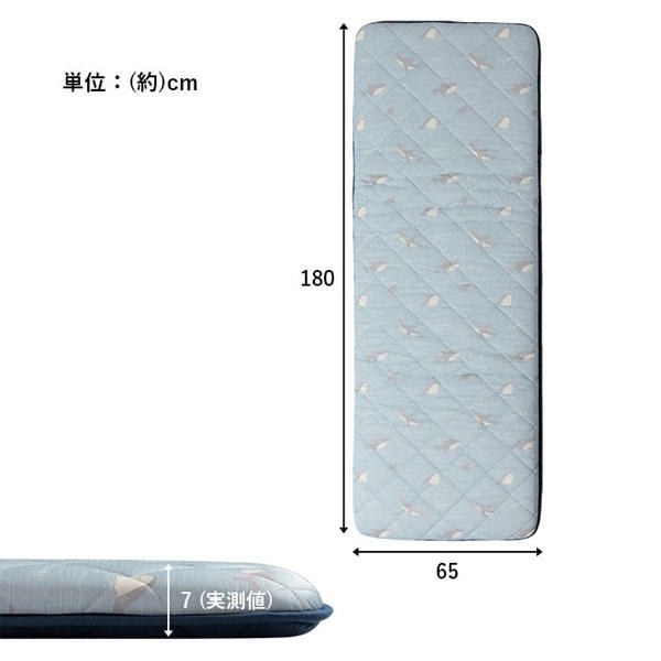 イケヒコ ルカン 三層長座布団 サメ柄 65×180cm ブルー LCPGSZ180