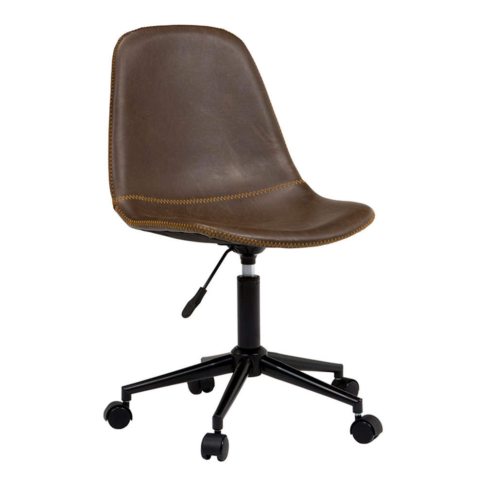 萩原 キャスター付き昇降チェア 丸型 ダークブラウン LC-4497DBR