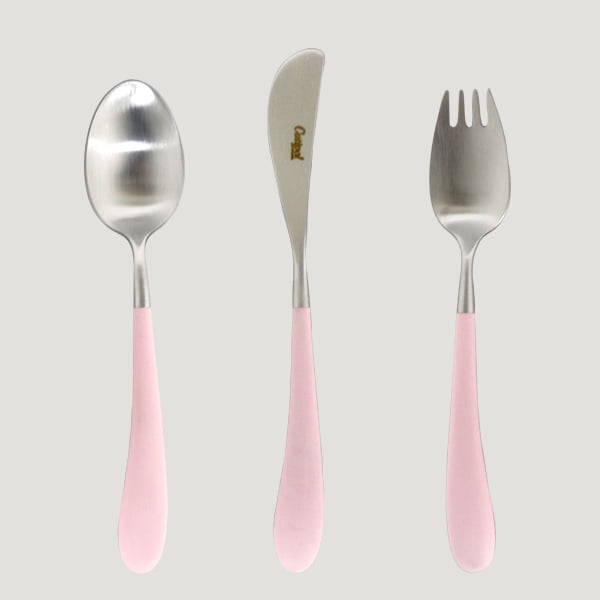 スズランの造花を３本ですね* vintage mini fork ❀* ピンクの持ち手 フォーク