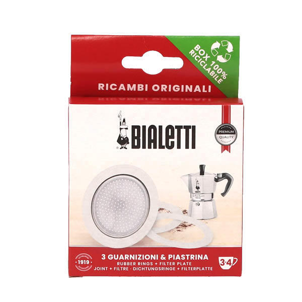 Bialetti ビアレッティ 交換用パッキン＆フィルター 3 SILICON GASKET＋1 FILTER パッキン(3つ)＋フィルター(1つ)セット 3～4CUPS 3～4カップ用