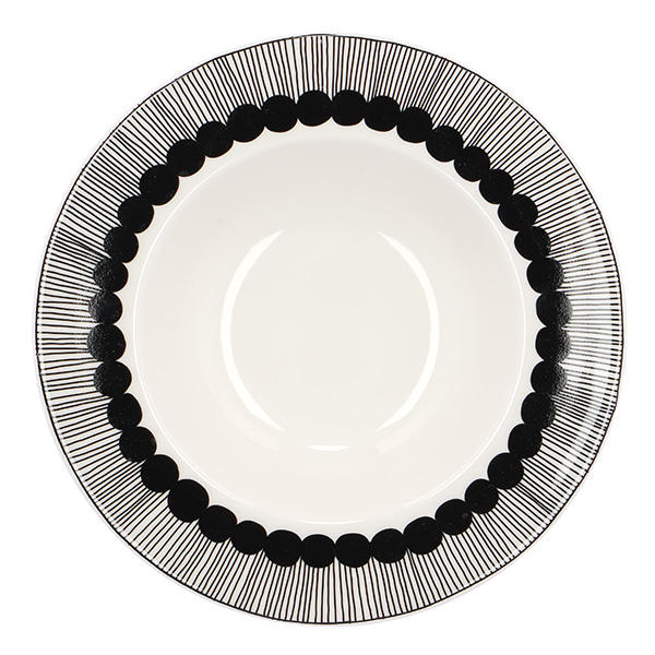 Marimekko マリメッコ Siirtolapuutarha シイルトラプータルハ お皿 ディーププレート 20cm ホワイト×ブラック