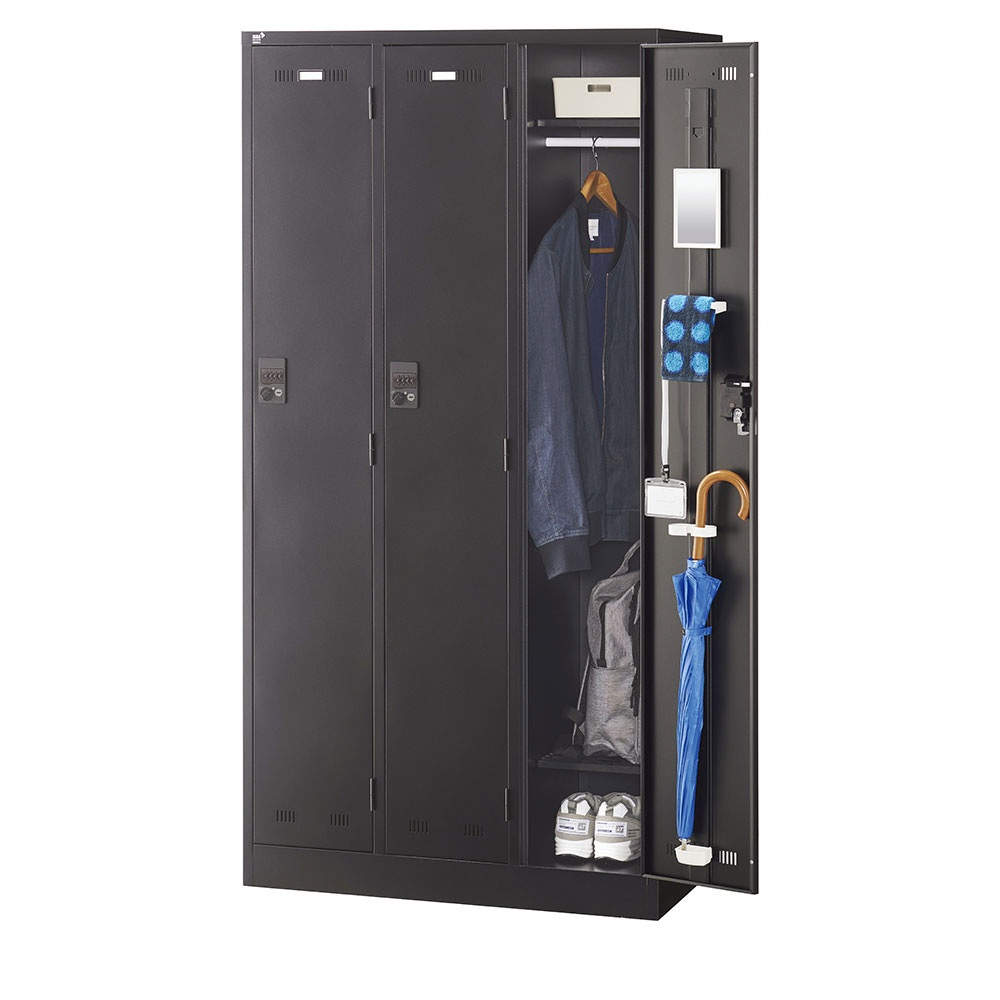 生興 SLDKロッカー 3人用 ダイヤル錠 W900×D515×H1790mm ブラック SLDK-3-D3