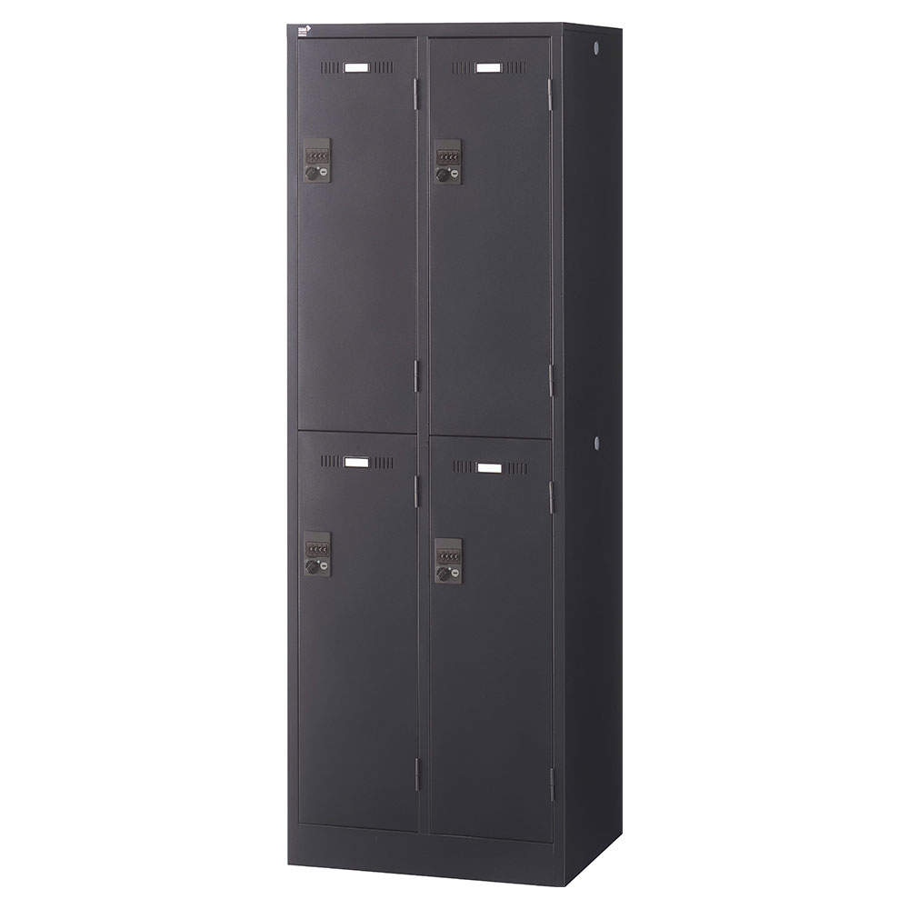 生興 SLDKロッカー 2段 4人用 内筒交換錠 W608×D515×H1790mm ブラック SLDK-4S-T