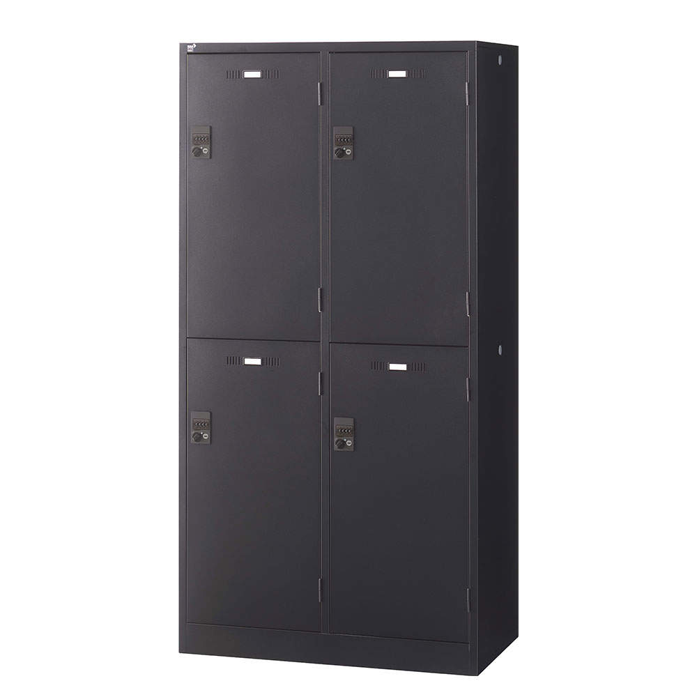 生興 SLDKロッカー ワイド 2段 4人用 南京錠 W900×D515×H1790mm ブラック SLDK-4WS-N