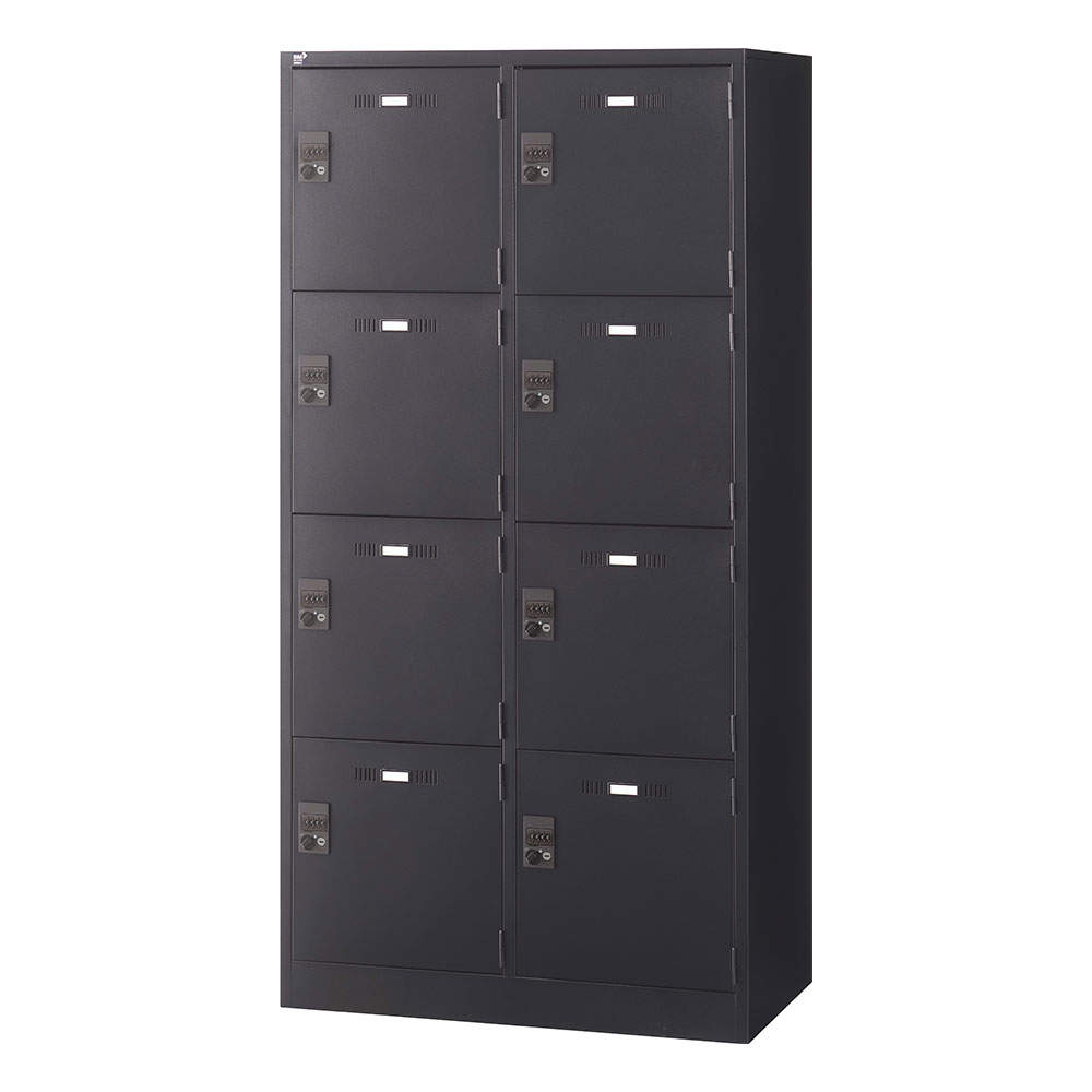 生興 SLDKロッカー 4段 8人用 ダイヤル錠 W900×D515×H1790mm ブラック SLDK-8W-D3