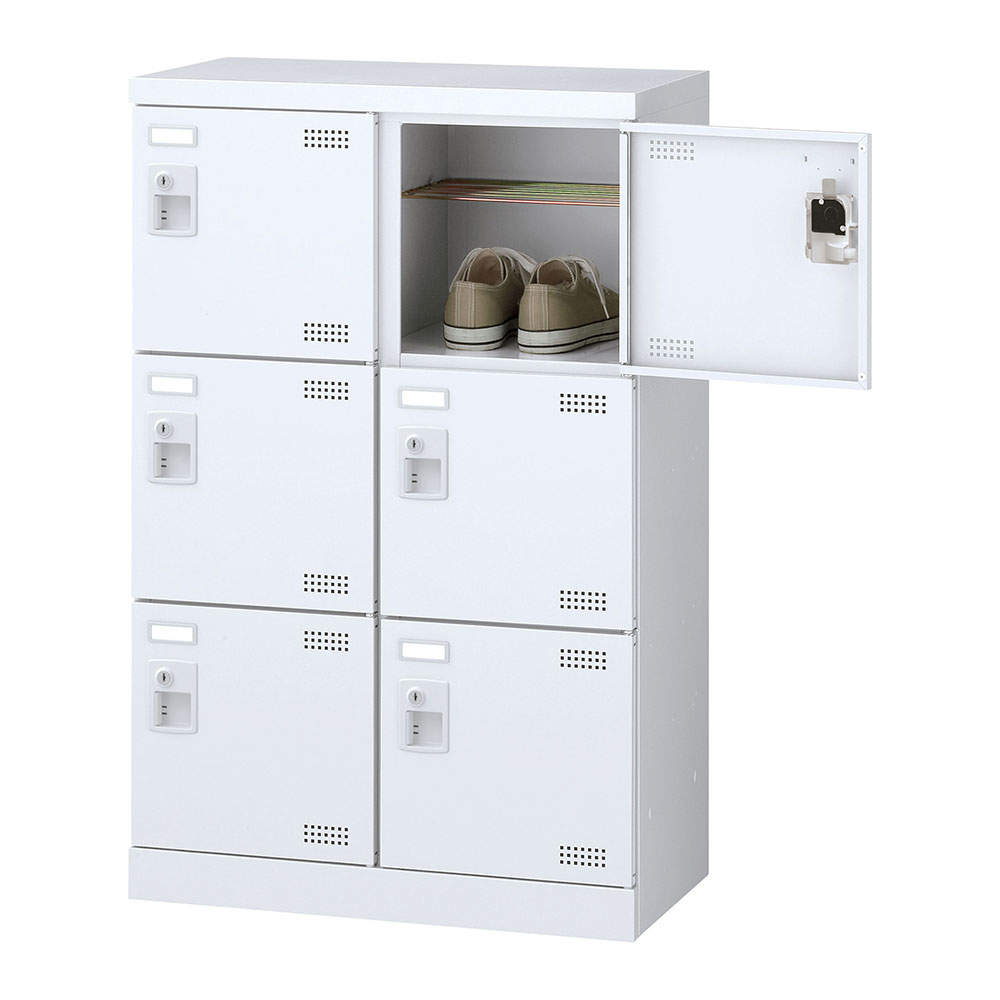 生興 靴箱 シューズロッカー SLBW-M6-T3 (内筒交換錠)2列3段6人用