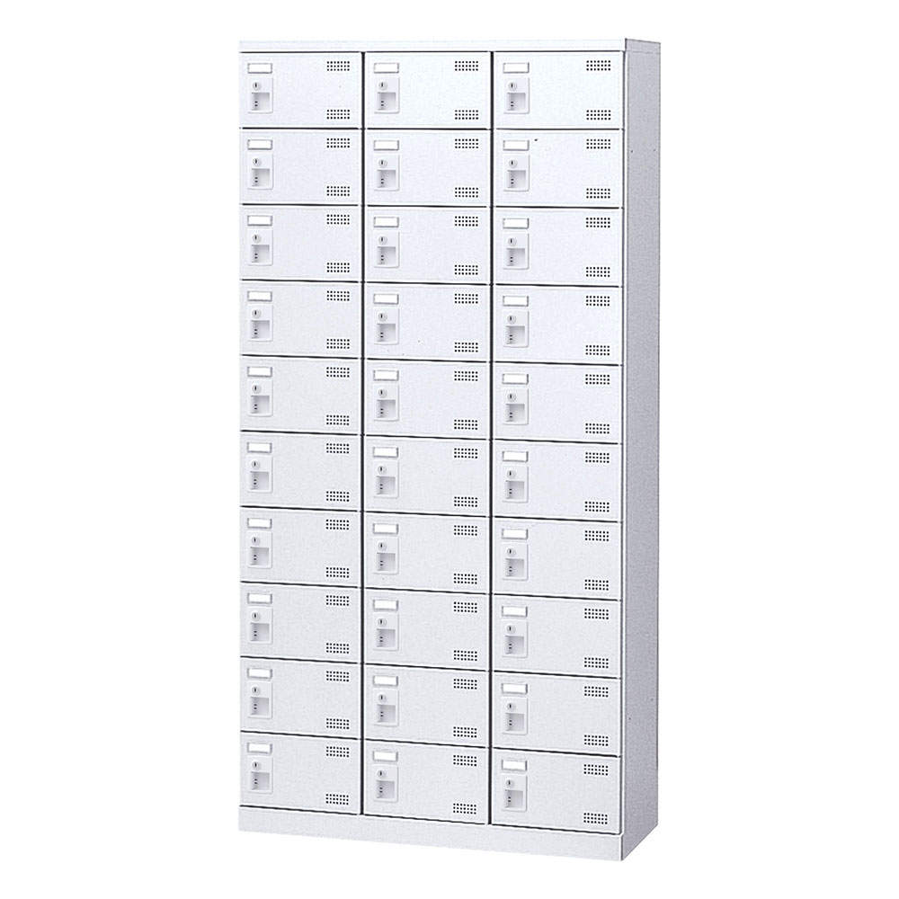 生興 靴箱 シューズロッカー SLBW-30-S2 (シリンダー錠)3列10段30人用