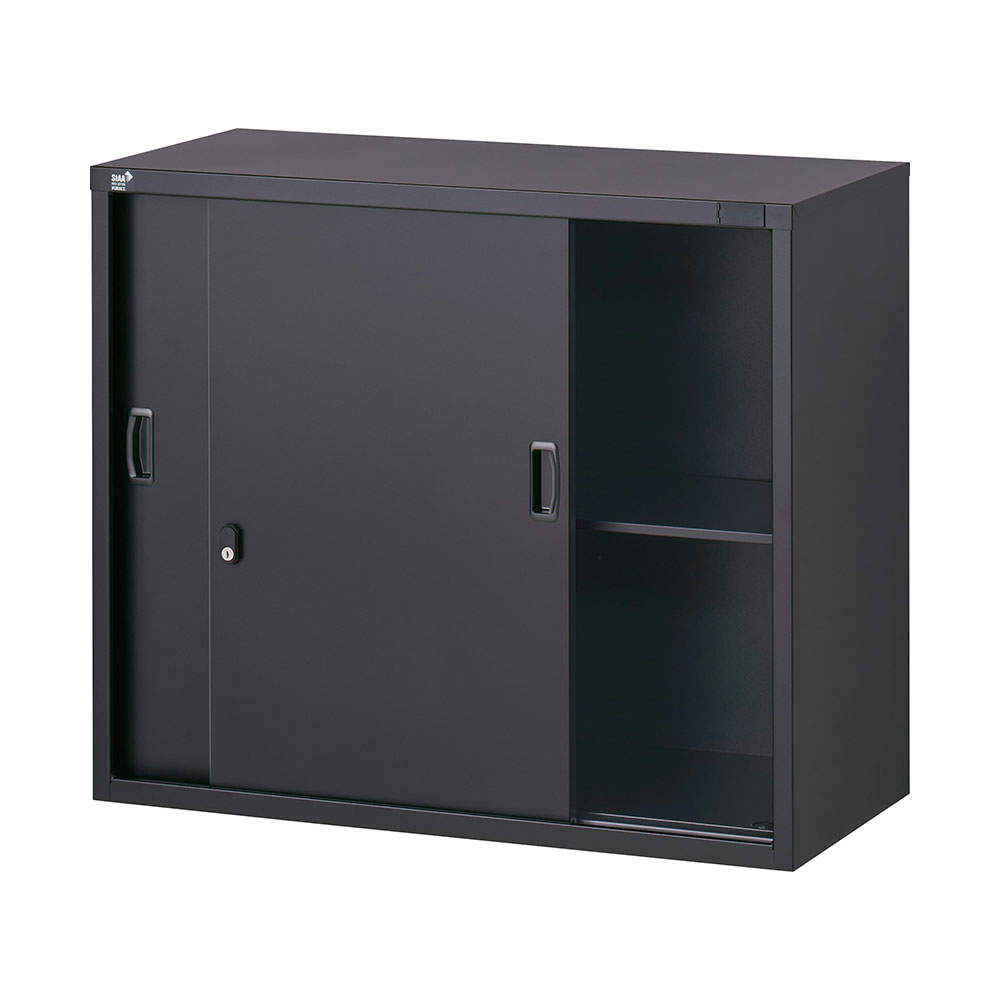 生興 ALZシリーズ スチール引戸書庫 ブラック W880xD380×H750mm ALZK-S32