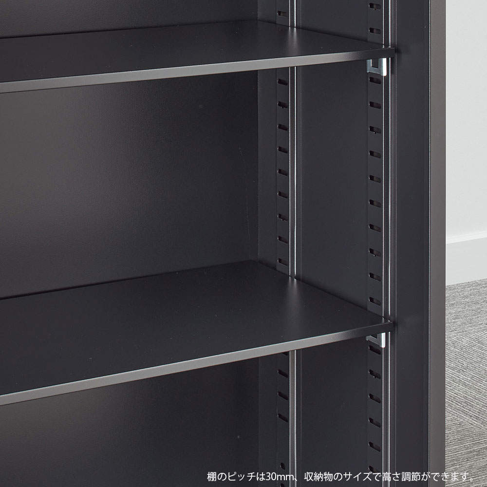 生興 ALZシリーズ ガラス引戸書庫 ブラック W880xD380×H750mm ALZK-G32