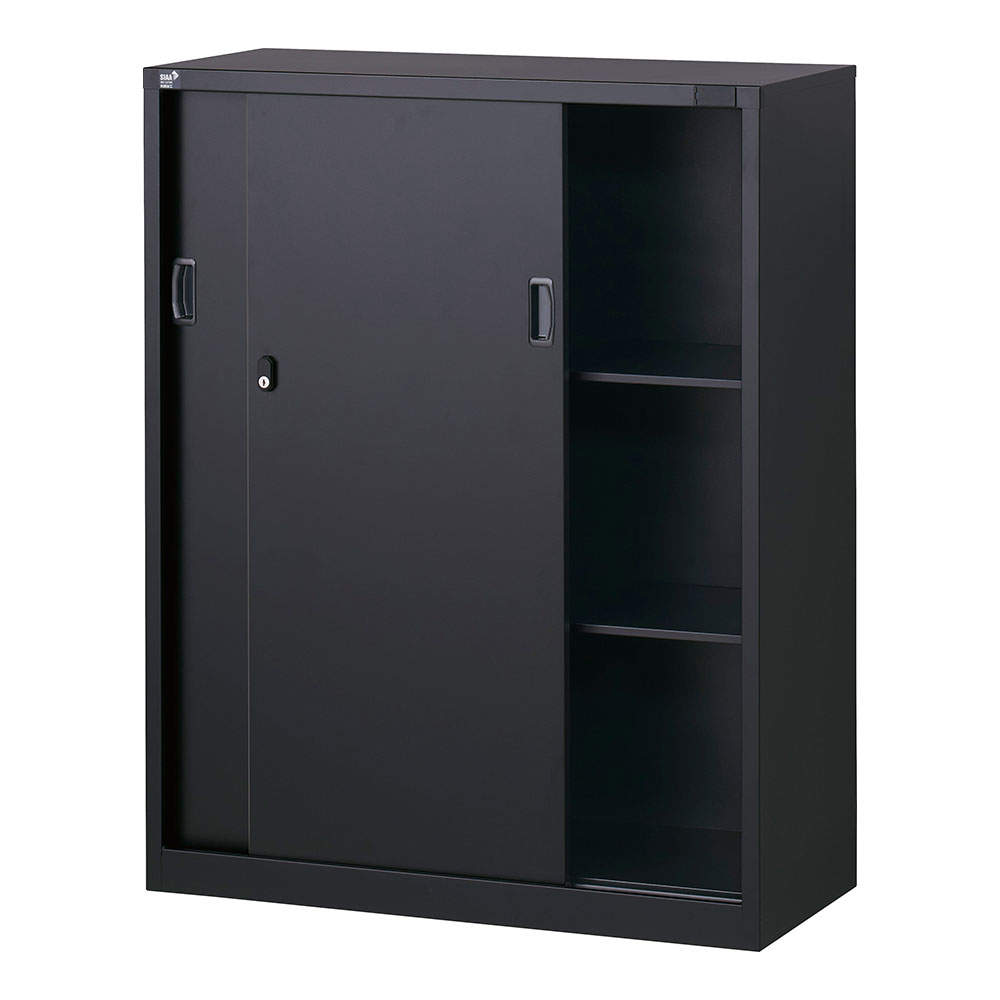 生興 ALZシリーズ スチール引戸書庫 ブラック W880xD380×H1110mm ALZK-S34