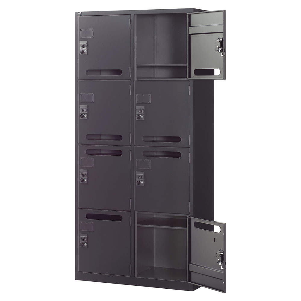 生興 ALZシリーズ パーソナル収納 (2列4段)ダイヤル錠鍵付 ブラック W880xD380×H1860mm ALZK-M36