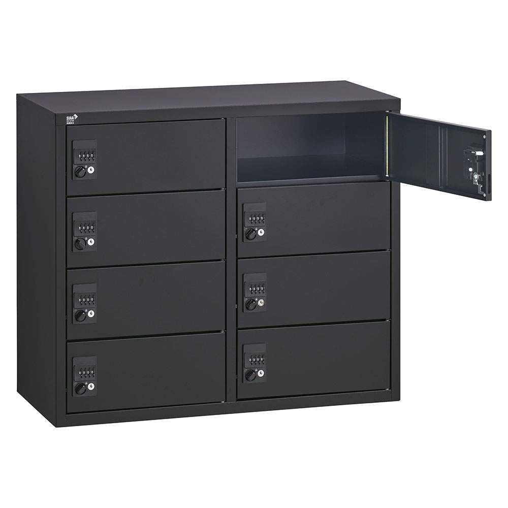 生興 ALZシリーズ パーソナルロッカー 8扉 ブラック W880xD380×H750mm ALZK-PL32-8