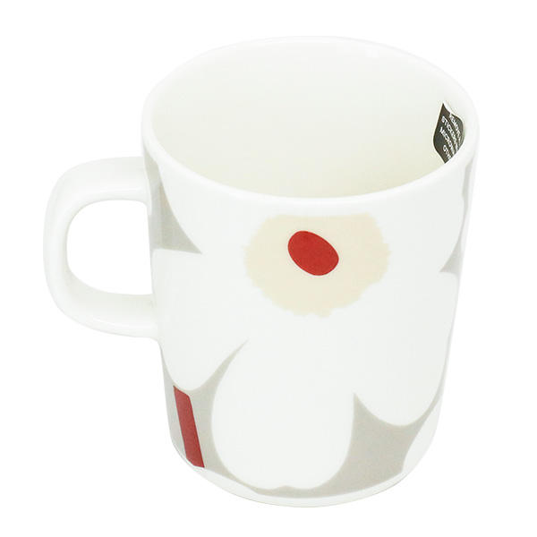 Marimekko マリメッコ Unikko ウニッコ マグ マグカップ 250ml ホワイト×ライトグレー×レッド×イエロー