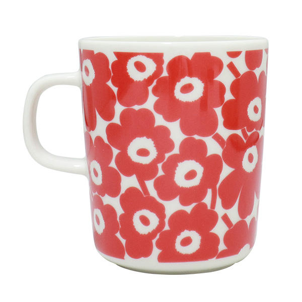 Marimekko マリメッコ Pikkuinen Unikko 60th ピックイネン ウニッコ マグ マグカップ 250ml ホワイト×レッド