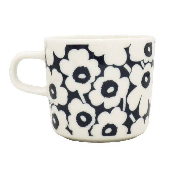 Marimekko マリメッコ Pikkuinen Unikko 60th ピックイネン ウニッコ コーヒーカップ 200ml ダークブルー×ホワイト