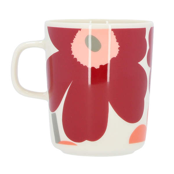 Marimekko マリメッコ Unikko ウニッコ マグ マグカップ 250ml ホワイト×ダークチェリー×サーモンレッド