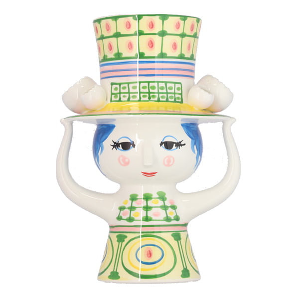 Bjorn Wiinblad ビヨン・ヴィンブラッド Lady with hat レディウィズハット フラワーベース 24.5cm グリーン