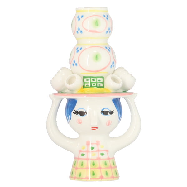 Bjorn Wiinblad ビヨン・ヴィンブラッド Lady with hat レディウィズハット キャンドルホルダー 16cm ピンク