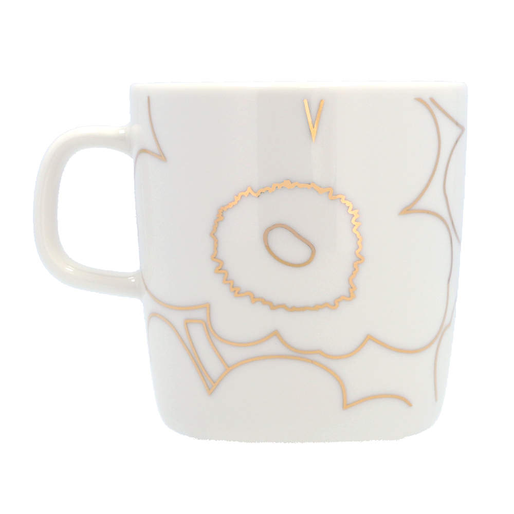 Marimekko マリメッコ Piirto Unikko ピイルトウニッコ マグ マグカップ 400ml ホワイト×ゴールド
