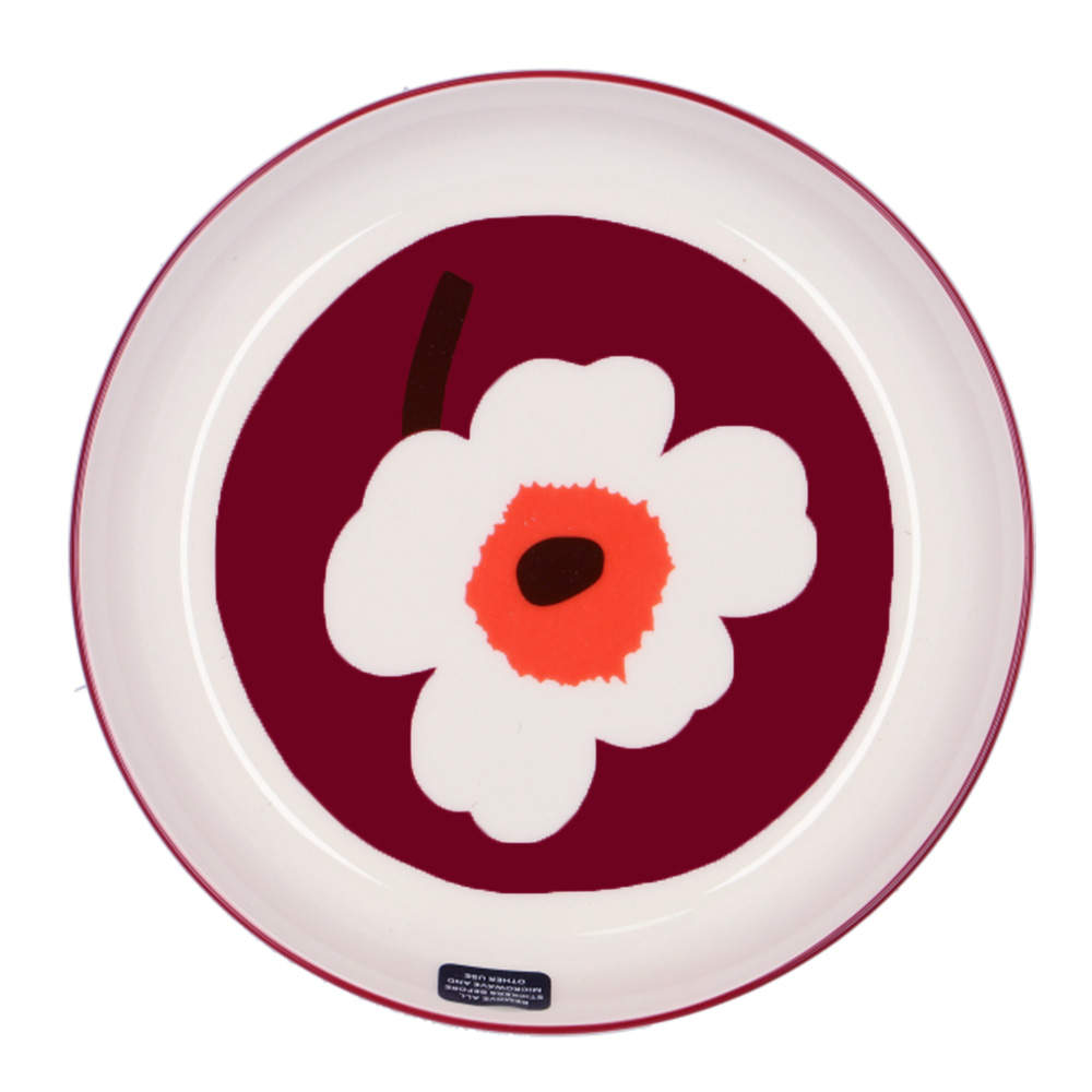 Marimekko マリメッコ Unikko ウニッコ お皿 プレート 20.5cm ホワイト×バーガンディ×レッド