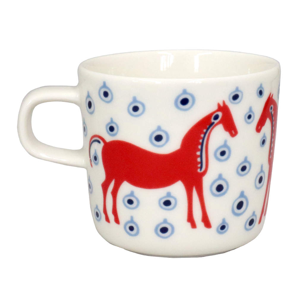 Marimekko マリメッコ Musta Tamma ムスタ タンマ コーヒーカップ 200ml オフホワイト×オレンジレッド×ライトブルー