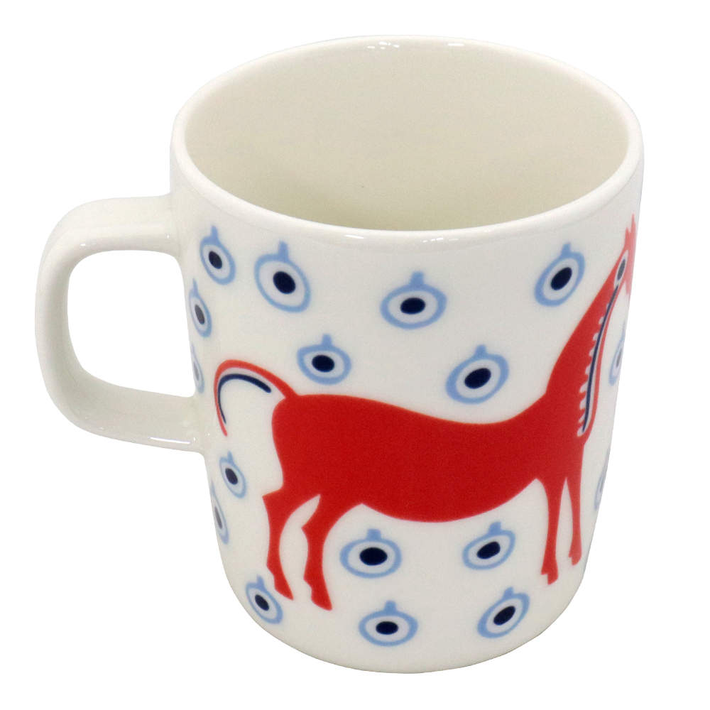 Marimekko マリメッコ Musta Tamma ムスタ タンマ マグ マグカップ 250ml オフホワイト×オレンジレッド×ライトブルー