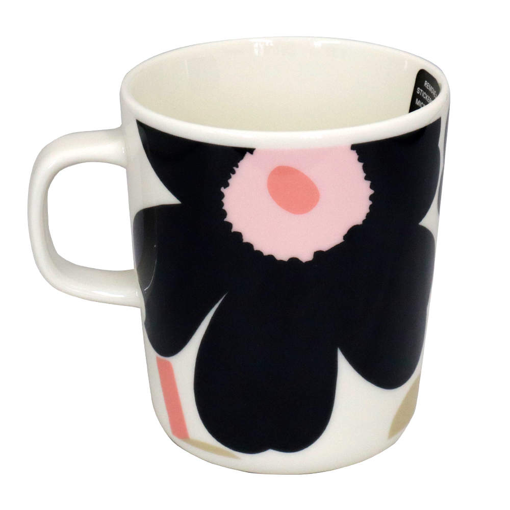 Marimekko マリメッコ Unikko ウニッコ マグ マグカップ 250ml オフホワイト×チャコール×サンド×ピンク