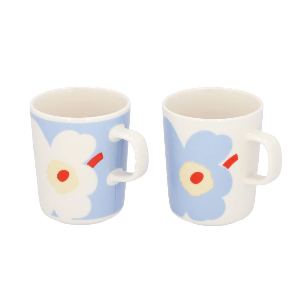 Marimekko マリメッコ Juhla Unikko ユフラウニッコ マグ マグカップ 250ml 2個セット ライトブルー