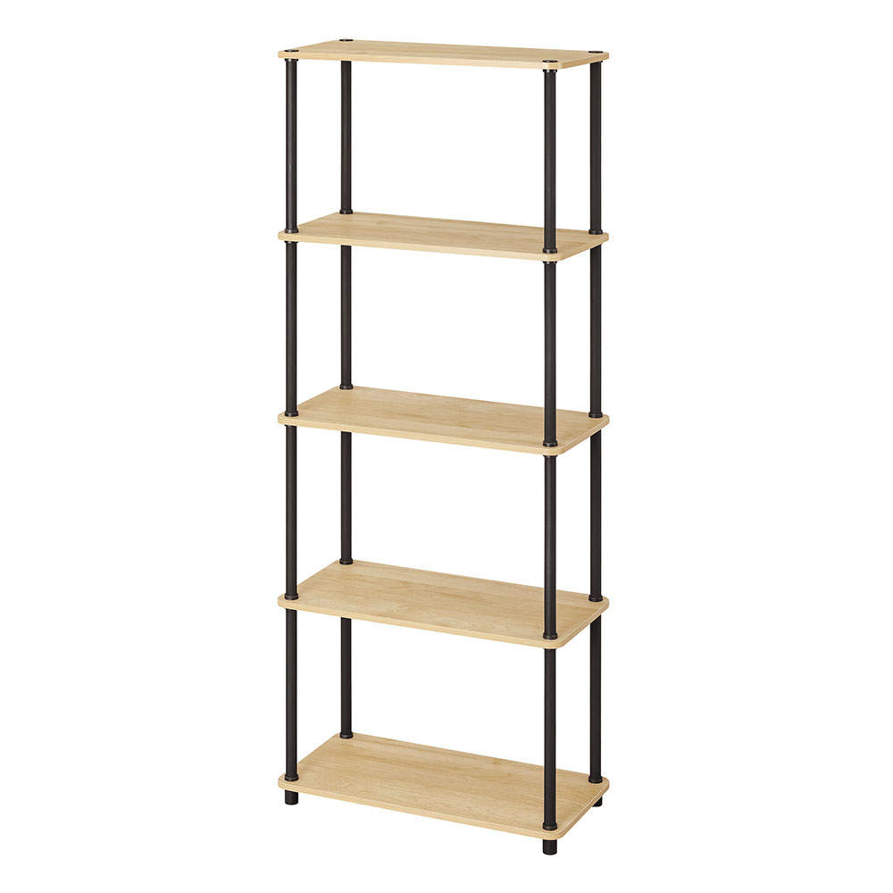 アイリスオーヤマ 組立簡単スチールポールラック 5段ラック ナチュラル/ブラック SPR-5R590