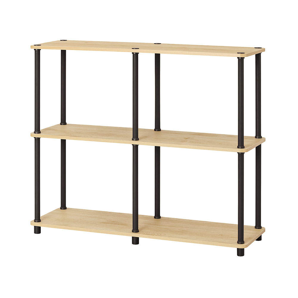 アイリスオーヤマ 組立簡単スチールポールラック 3段ワイドラック ナチュラル/ブラック SPR-3R900