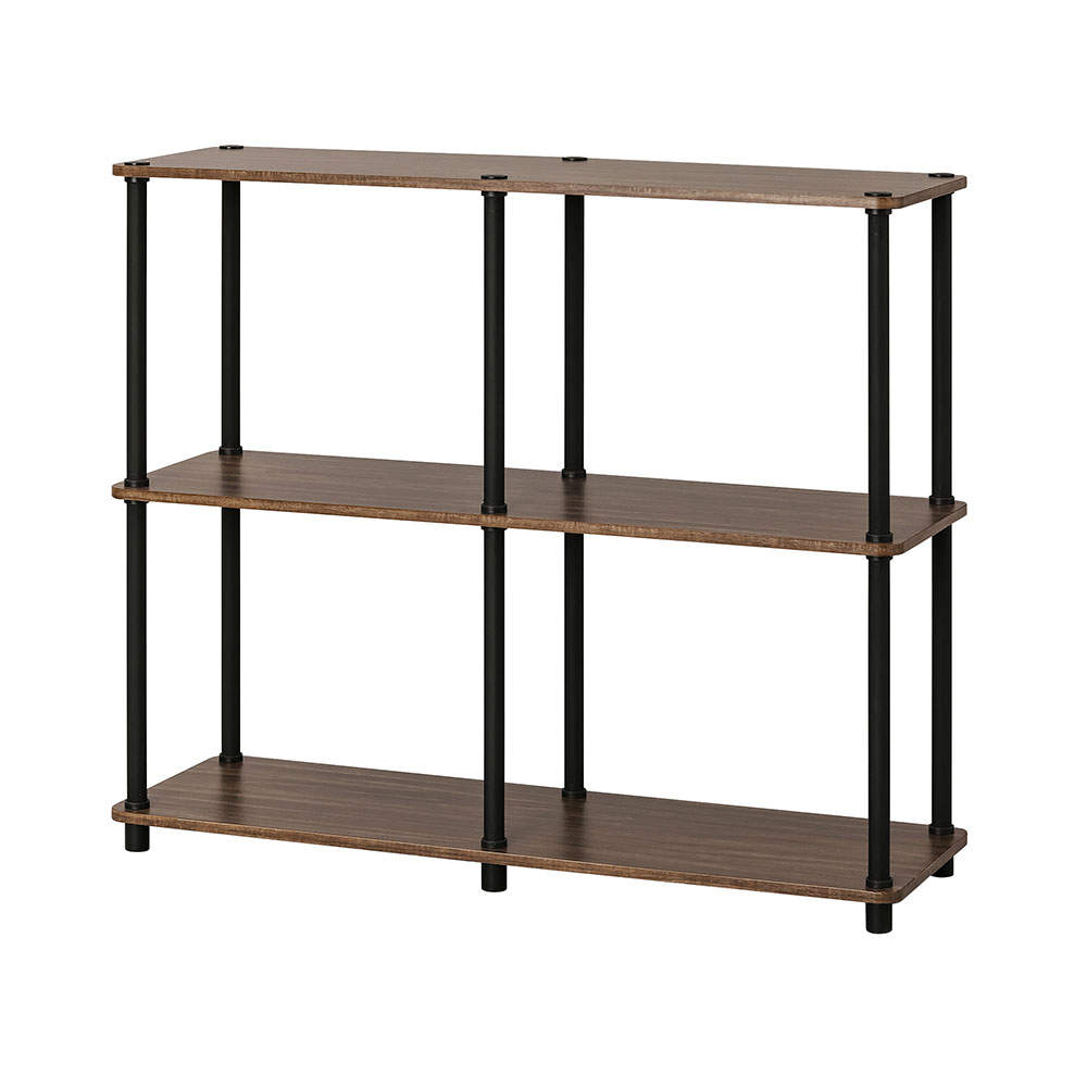 アイリスオーヤマ 組立簡単スチールポールラック 3段ワイドラック ウォールナット/ブラック SPR-3R900