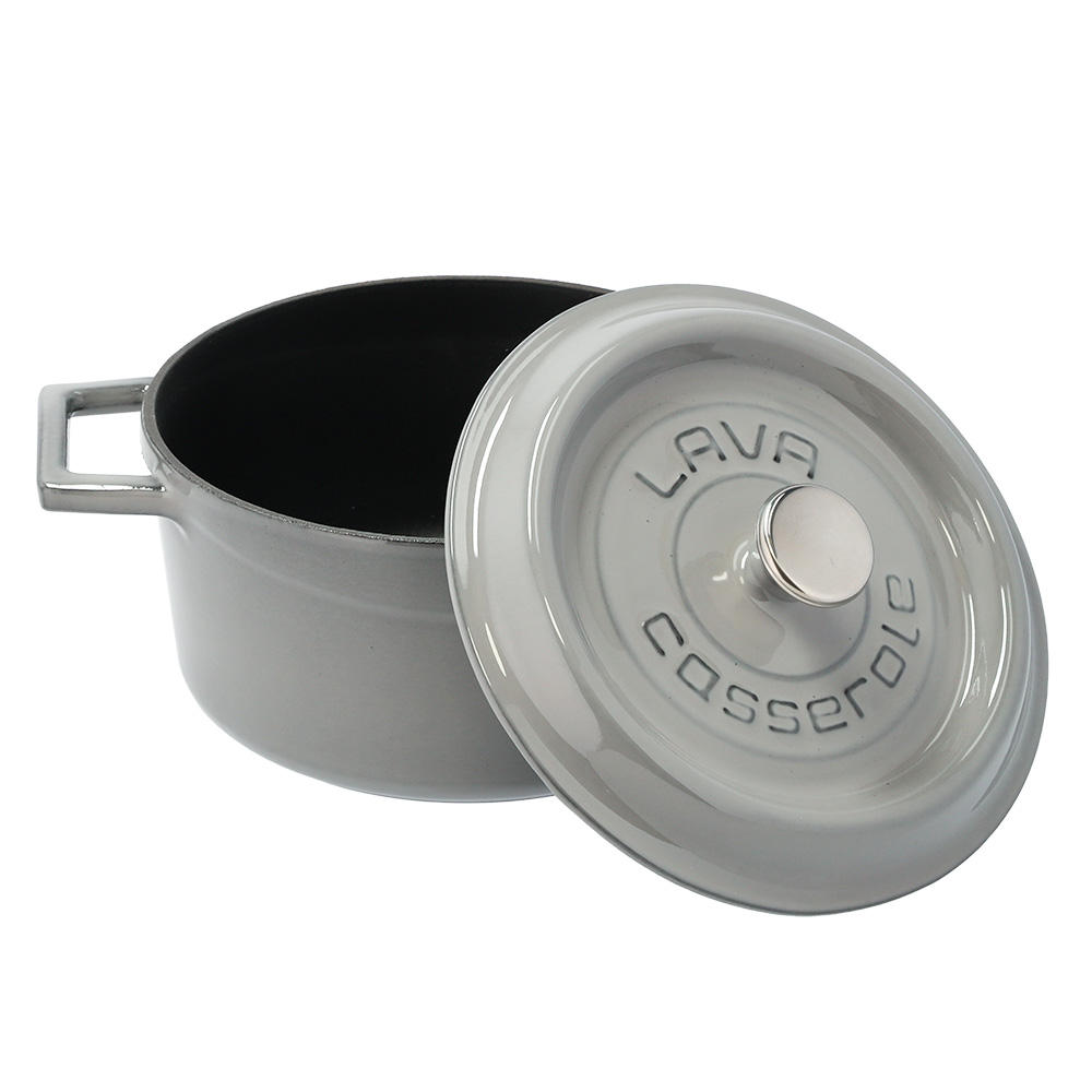 【ポイント20倍】LAVA 鋳鉄ホーロー鍋 ラウンドキャセロール 20cm MAJOLICA GRAY LV0116