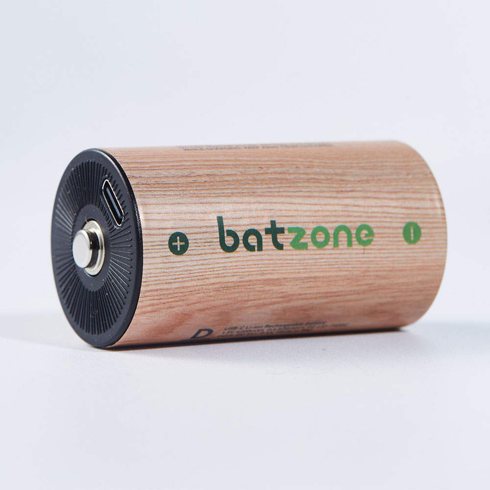 batzone リチウムイオン充電池 単1形 2本入 USB Type-Cケーブル付