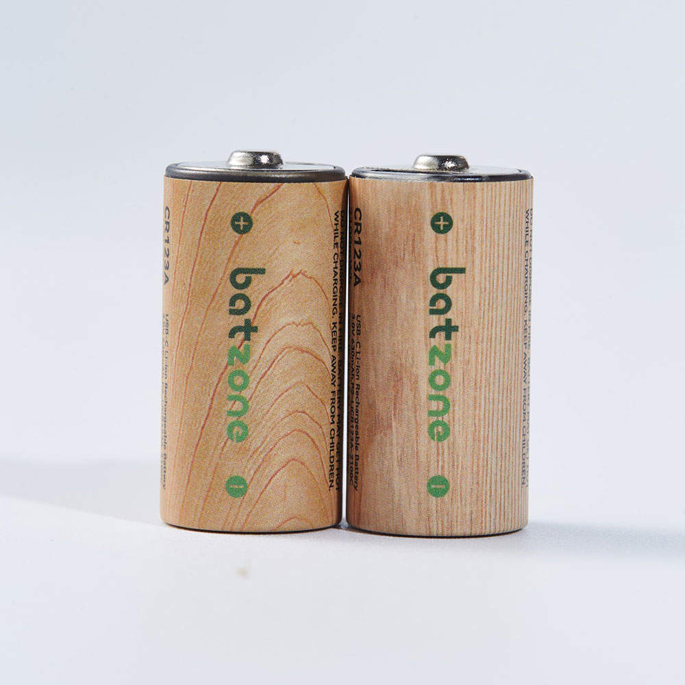 【ゆうパケット配送】batzone リチウムイオン充電池 CR123A 2本入 USB Type-Cケーブル付【他商品と同時購入不可】